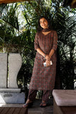 Gosriki Women'S Rayon Blend Straight Printed Kurta With Pant & Dupatta (Kolam Brown-Gs_Xl_Brown_X-Large),Brown,,B0DNMM7Y1L