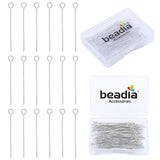 BEADIA Platinum Plated Open Eye Pins Non Tarnish 50mm 100pcs for Jewelry Making Findings