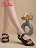 Shoetopia Women'S Snd-139 Flat Sandal-8 Kids Uk (Snd-139-Black)-Eu41,Black,8,B0D4JWJS38