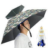 NEW-Vi Umbrella Hat Folding Adjustable Sun Rain Cap, 37.4UPF 50+ UV Protection Large Hands Free Umbrellas, 7-Ribs Waterproof