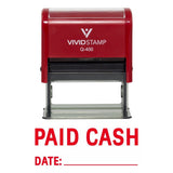 Paid Cash with Date Line Self Inking Rubber Stamp (Red Ink) XLarge