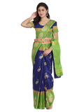 Leriya Fashion Womens Soft Cotton Silk Foli Work (jari Work) Saree with Belt(Free Size) (Blue)