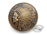 CRAFTMEMORE 13/8 inches Indian Head Screw Back Conchos Gaur Rodeo Cowboy Leathercraft Embellishment Pack of 2 CHS69 (Bronze)