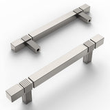 Amerdeco 10 Pack Brushed Satin Nickel Kitchen Cabinet Pulls 3-3/4 Inch Hole Centers Cabinet Hardware Kitchen Handles for Cabinet