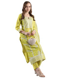Anni Designer Women'S Rayon Blend Straight Embroidered Kurta With Pant & Dupatta (Carlton Lemon-Vks02_3Xl_Lemon_Xxx-Large),Lemon,3XL,,,