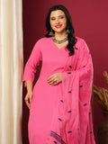 Anni Designer Women'S Rayon Blend Solid Straight Kurta With Pant & Dupatta (Janeu Pink-Vks01_Xl_Pink_X-Large),Pink,XL,,,