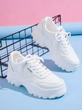Shoeopia Lace-Up Detail White Chunky Sneakers For Women & Girls /Uk7,White,7,B0BV6XZB81