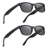 2 Pack Reader Sunglasses for Men Women Classic Rectangle Reading Glasses Outdoor Full Lenses Magnifying Eyewear UV Protection Ma