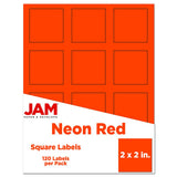 JAM PAPER Product & Container Labels - Square - 2 x 2 - Neon Deep Red/Orange - 120/Pack
