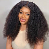 Beauhair Glueless Afro Curly Wigs with 4C Edges hairline Human Virgin Hair wig 4x4 Lace Front Afro Kinky Curly wig 210% Density