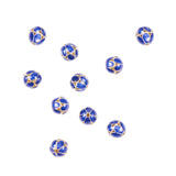 LiQunSweet 25 Pcs Handmade Brass Classical Enamel Flower Blue Golden Plated Loose Metal Cloisonne Beads Round Shape Carved Charm