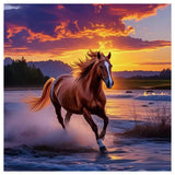 Kulvci Diamond Painting Kits for Adults, Horse Round Full Drill Diamond Art Kits, 5D DIY Diamonds Crafts for Home Wall Decoratio
