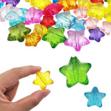 INSPIRELLE 70 Pieces Acrylic Large Star Beads 2 Sizes Transparent Spacer Beads for Jewelry Craft Making