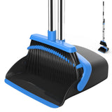 NACENA Broom and Dustpan Set, 52-in Long Adjustable Handle Broom Dustpan Combo with Dustpan Teeth to Automatically Clean Hair Su