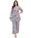 Anni Designer Women'S Cotton Blend Printed Ethnic Co-Ord Set (Yojata Grey_S_Grey_Small),Grey,S