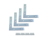 QCAA Heavy Duty Flat Corner Irons Joining Bracket for Wood Table, Chairs, Zinc Plated , 5x5x7/8x0.79, Made in Taiwan, 4 Pack