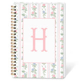 SYLLHRZGB Coquette Initial Letter H Spiral Notebook Journal, Grandmillennial Rose Notebooks for Work, Preppy Floral Journaling N