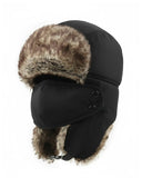 Zylioo Oversized XXL Faux Fur Trooper Trapper Hat for Men Large Warm Winter Hat with Earflaps Ushanka Hunting Hat Black