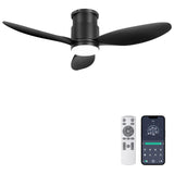 Ohniyou 42'' Flush Mount Ceiling Fans with Lights, Remote/App Control, Dimmable, Quiet Indoor/Outdoor Ceiling Fan for Covered Pa