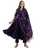 Anni Designer Women'S Rayon Blend Anarkali Printed Kurta With Pant & Dupatta (Berlin Begani-Vks05_S_Begani_Small),Begani,S