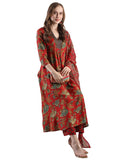 Anni Designer Women'S Rayon Blend Anarkali Printed Kurta With Palazzo & Dupatta (Cia Red-Vks05_M_Red_Medium),Red,M