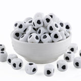 HHCFAST 12mm White Square Heart Silicone Beads, 20Pcs Cube Heart Number Letter Silicone Beads for Keychain Making, Ideal for Nec