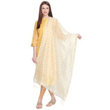 Dupatta Bazaar WomanS Checkered Blended Silk White & Gold Dupatta
