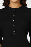 W For Woman Black Solid Cotton Blend Straight Kurta (Size: Xs)-24Onw12285-222983