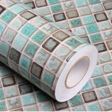 Abyssaly Mosaic Adhesive Thick Self-Adhesive Removable Peel and Stick Teal Green Countertop Wallpaper Mosaic Paper 15.7 x 78.7