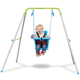 Sportspower My 1st Toddler Swing - Heavy-Duty Baby Indoor/Outdoor Swing Set with Safety Harness, Blue, 52L x 55W x 47H
