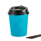 DAILYPACK 8 oz Coffee Cups with Lids and Straws, 100 Count Insulated Ripple Wall Paper Hot Coffee Cups, To Go cups with Lids and