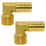 Joywayus Brass Hose Fitting, 90 Degree Elbow, 5/8 Barb x 3/8 NPT Male Pipe Water/Fuel/Air (Pack of 2)