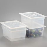 CURTA 4-Pack 1/2 Size 6 Deep Food Pan with Handled Lid - NSF Commercial-Grade Translucent Polypropylene, Stackable Freezer-Safe