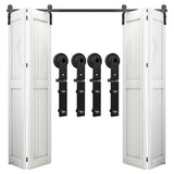 AONAYIOA 60/5FT Bi-Folding Sliding Barn Door Hardware Kit for 4 Doors, Bi Fold Barn Door Hardware Fit Door Opening Width 56,Smoo