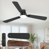 OSTIVE Ceiling Fans with Lights and Remote: 52 Inch Modern Black Ceiling Fan, Low Profile Flush Mount, Quiet Reversible DC Motor