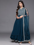 Libas Women'S Georgette Kurta Sets (34693_Teal Teal M