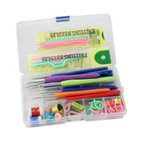 Crochet Hook Set With Storage Case, 8 Silicone Handle Hooks, Stainless Steel Needles With Accessories, 30Piece Knitting Kit
