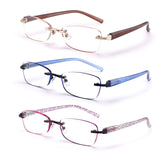FEIVSN 3-Pack Rimless Reading Glasses For Women, Lightweight Spring Hinge Readers, Classic Elegant Artistic Eyeglasses UV 400 (M