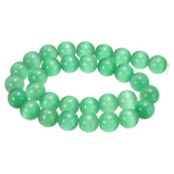 HARFINGTON 32pcs Light Green Cat's Eye Stone Beads 12mm Round Smooth Gemstone Crystal Loose Bead for Jewelry Making Bracelets Ne