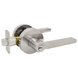 Nuk3y Thor Series Lever Door Handle Slim Round Modern Contemporary Lever Set (Entry, Satin Nickel)