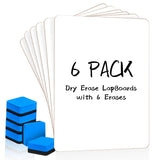 Dry Erase LapBoards, PANDRI 6 Pack Double Sided 12.5 x 9 Inch Whiteboards with 6 Erasers, Dry Erase Boards for Office Students C