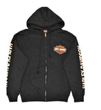HarleyDavidson Mens Hooded Sweatshirt, Bar & Shield Zip, Black 30299142 (L)