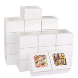 Moretoes 120pcs White Bakery Boxes, 4x4x2.5 Inch Cookie Boxes with Window for Small Cake, Treats, Donuts, Candy