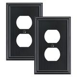 2-Pack Single Duplex Outlet Cover Plate, Decorative Black Switch Plates and Outlet Covers, Metal Wall Plates for Electrical Outl
