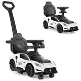 INFANS 3 in 1 Push Car for Toddlers, Licensed Maserati Baby Stroller Sliding Walking Car with Push Handle, Horn, Music, Undernea