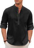 Zombom Mens Kurta || Chinese Collar Long Sleeve || Straight Hip Length Kurtas || Short Kurta for Men || For Festival || Function || Occasion Wear Fancy Kurta for || Best Gifts, Black, Medium