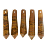 50mm Natural Iron Tiger Hexagonal Wand Jewelry Making Crystal Pointed Chakra Reiki Healing Beads 2mm Hole Drilled(Pack of 5)
