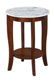 Convenience Concepts American Heritage Round End Table, White Faux Marble / Espresso