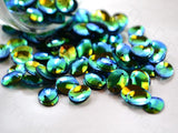 The Design Cart Green Golden Dual Colour Oval Plastic Sequins, 100 Grams, 7 mm * 10 mm Sequins for Embroidery Work, Jewellery Ma
