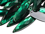 Allstarco 28x8mm Green Emerald CH18 Flat Back Teardrop Sew On Beads for Crafts Plastic Acrylic Rhinestones with Holes for Sewing